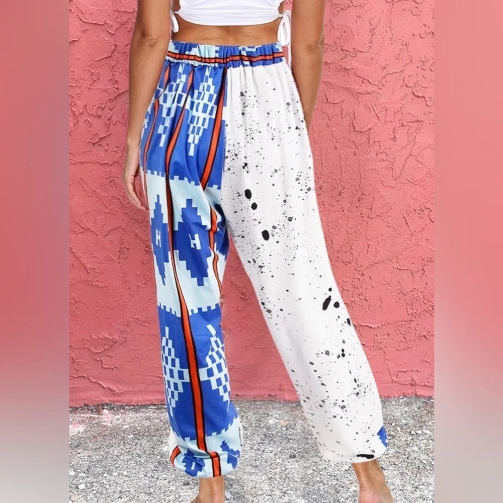 Boho African Print Harem Pants with Pockets – Size Small